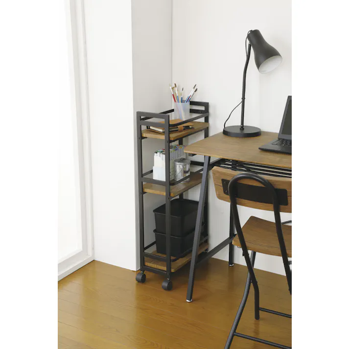 KOEKI 弘益 UTILITY VWG-200(BR) ワゴン 39×20×84 棚サイズ:36.5×20 組立品 キャスター付き 多段収納 スチール製 省スペース 木目調 ヴィンテージ風 おしゃれ キッチン・リビング・寝室・玄関 VWG200BR【別送品】