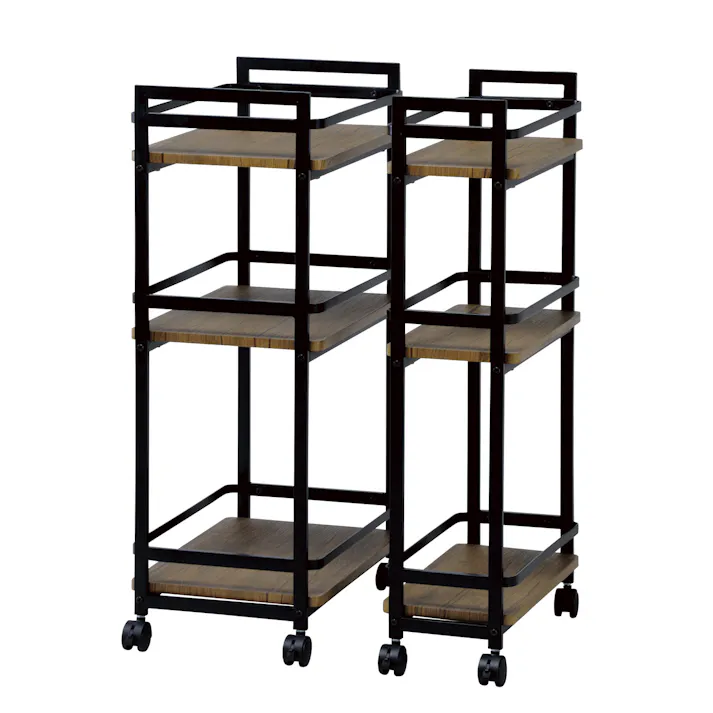 KOEKI 弘益 UTILITY VWG-200(BR) ワゴン 39×20×84 棚サイズ:36.5×20 組立品 キャスター付き 多段収納 スチール製 省スペース 木目調 ヴィンテージ風 おしゃれ キッチン・リビング・寝室・玄関 VWG200BR【別送品】