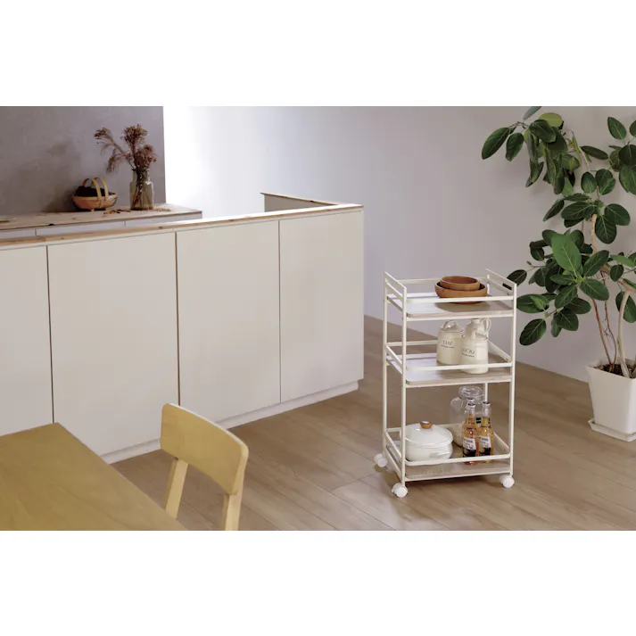 KOEKI 弘益 UTILITY VWG-300(NA) ワゴン 43.5×30×84 棚サイズ:41×30 組立品 キャスター付き 多段収納 スチール製 省スペース 木目調 ヴィンテージ風 おしゃれ キッチン・リビング・寝室・玄関 VWG300NA【別送品】