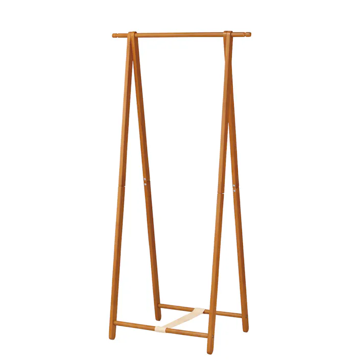KOEKI 弘益 UTILITY WH-F55(BR) 木製コートハンガー 77.5×45.5×155 折畳時:77.5×7×156.5 組立品 ハンガーラック 折りたたみ式 省スペース ナチュラル 北欧風 おしゃれ 来客用 店舗用 WHF55BR【別送品】