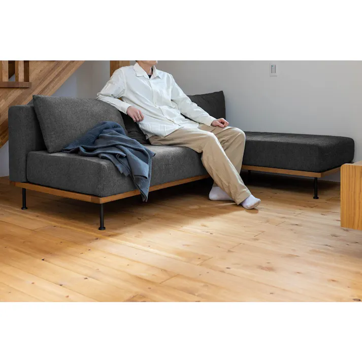 KOEKI 弘益 SIEVE シェーズロング ソファ ADR-SF009L Mote.unit sofa long(DGR) ダークグレー 組立品 2人掛け 3人掛け オーク材 ヴィンテージ風 インダストリアル おしゃれ ADRSF009LDGR【別送品】