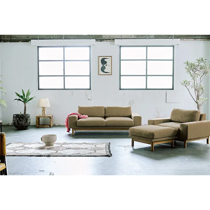 KOEKI 弘益 SIEVE 二人掛け ソファ SVE-SF012 bulge sofa 2seater(BL) ブルー 完成品 ローソファ 肘付き オーク材 ナチュラル 北欧風 SVESF012BL【別送品】