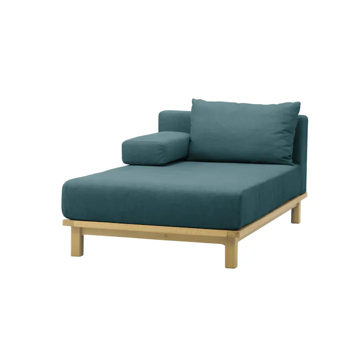 KOEKI 弘益 SIEVE シェーズロング ソファ SVE-SF013L rect.unit sofa long(BL) ブルー 完成品 カウチソファ ローソファ 肘クッション付き オーク材 ナチュラル 北欧風 SVESF013LBL【別送品】