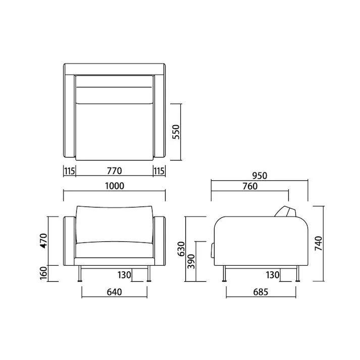 KOEKI 弘益 SIEVE 一人掛け ソファ SVE-SF020S mons sofa 1seater(BK) ブラック 完成品 肘付き スチール製 ナチュラル 北欧風 モダンデザイン SVESF020SBK【別送品】