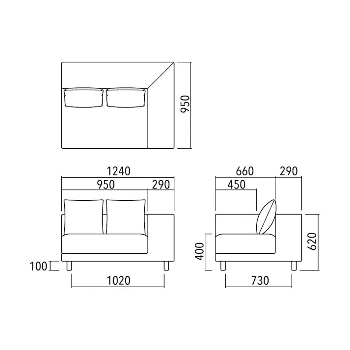 KOEKI 弘益 SIEVE 左肘コーナー ソファ SVE-SF022-L snug.unit sofa left arm(BK) ブラック 簡易組み立て ユニット 2人掛け 3人掛け オーク材 ナチュラル 北欧風 SVESF022LBK【別送品】