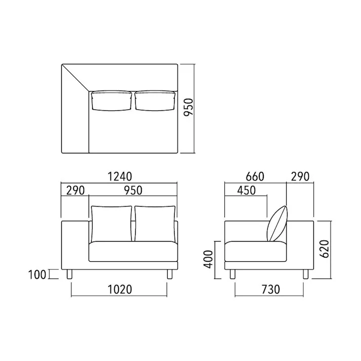 KOEKI 弘益 SIEVE 右肘コーナー ソファ SVE-SF022-R snug.unit sofa right arm(BE) ベージュ 簡易組み立て ユニット 2人掛け 3人掛け オーク材 ナチュラル 北欧風 SVESF022RBE【別送品】