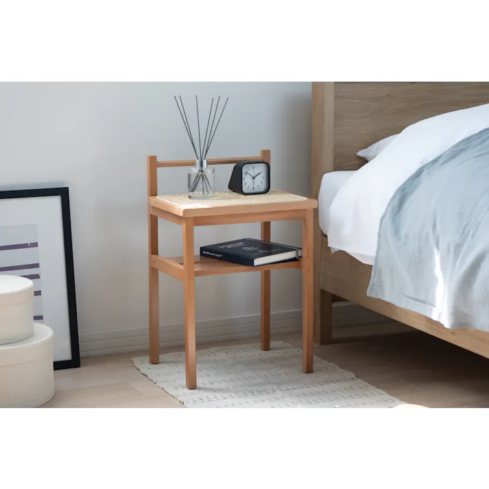 Mash AMU-T03 アム サイドテーブル 35×27×53 収納 木製 ラタン AMUT03【別送品】