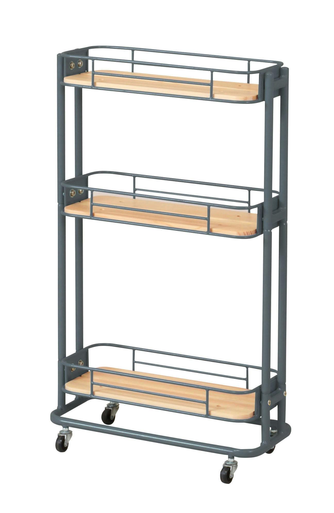 Mash BCW-200(GR) ビーワイケージ スリムワゴン グレー 44.5×20×74.5 キッチン収納 隙間収納 おしゃれ BCW200GR【別送品】