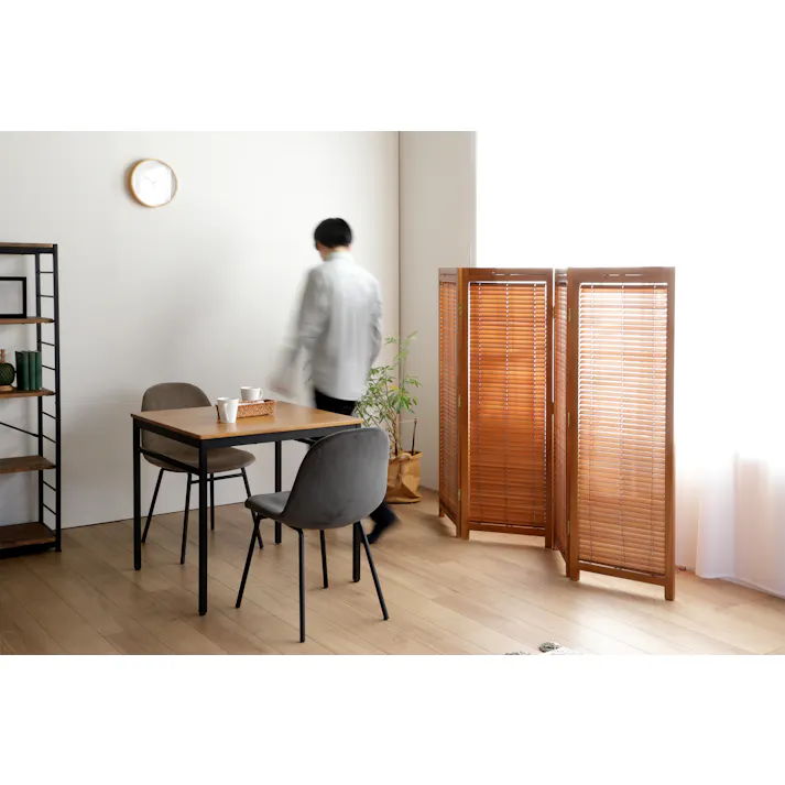 UTILITY JP-LB4S(MBR) 衝立4連 ミディアムブラウン 間仕切り 衝立 ブラインド JPLB4SMBR【別送品】