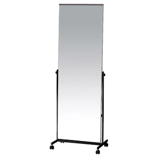 UTILITY P-1126TS(BK) スタンドミラー ブラック 57×36×158.5 姿見 鏡 キャスター付き P1126TSBK【別送品】