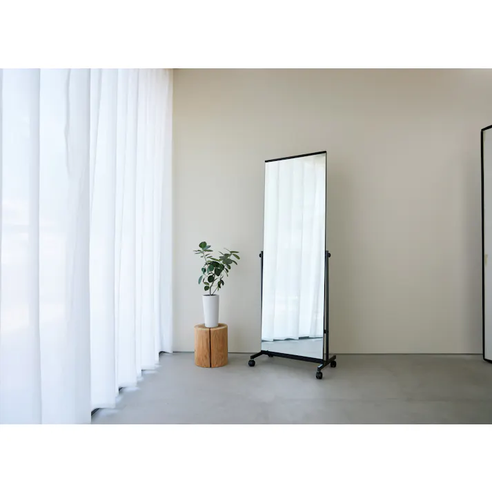 UTILITY P-1126TS(BK) スタンドミラー ブラック 57×36×158.5 姿見 鏡 キャスター付き P1126TSBK【別送品】