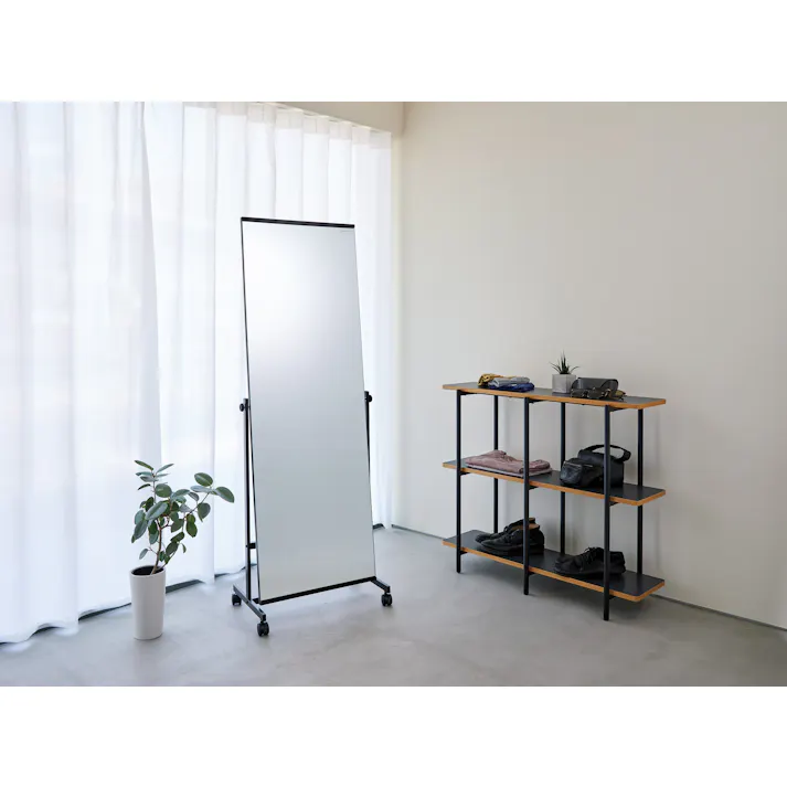 UTILITY P-1126TS(BK) スタンドミラー ブラック 57×36×158.5 姿見 鏡 キャスター付き P1126TSBK【別送品】