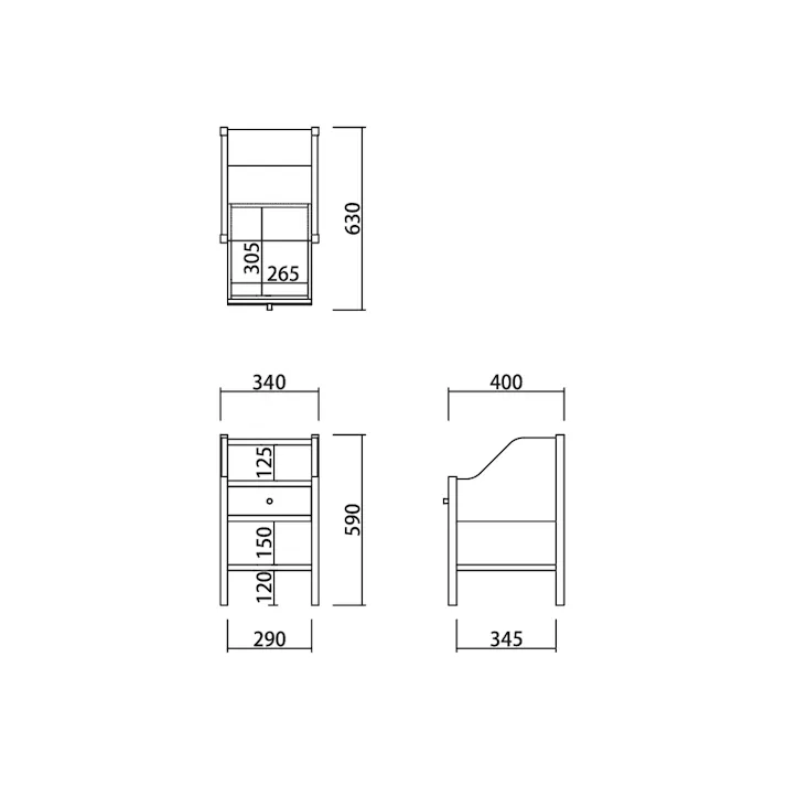 SIEVE SVE-NT001 Slope Night Table ナチュラル 34×40×59 サイドテーブル 寝室収納 木製 SVENT001NA【別送品】