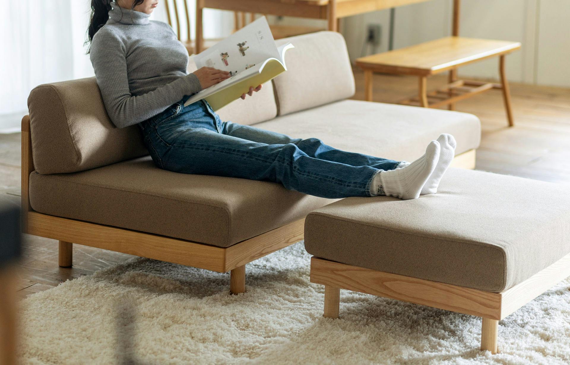 SIEVE SVE-SF024O Morning Daybed Sofa Ottoman ベージュ 81×62×35
