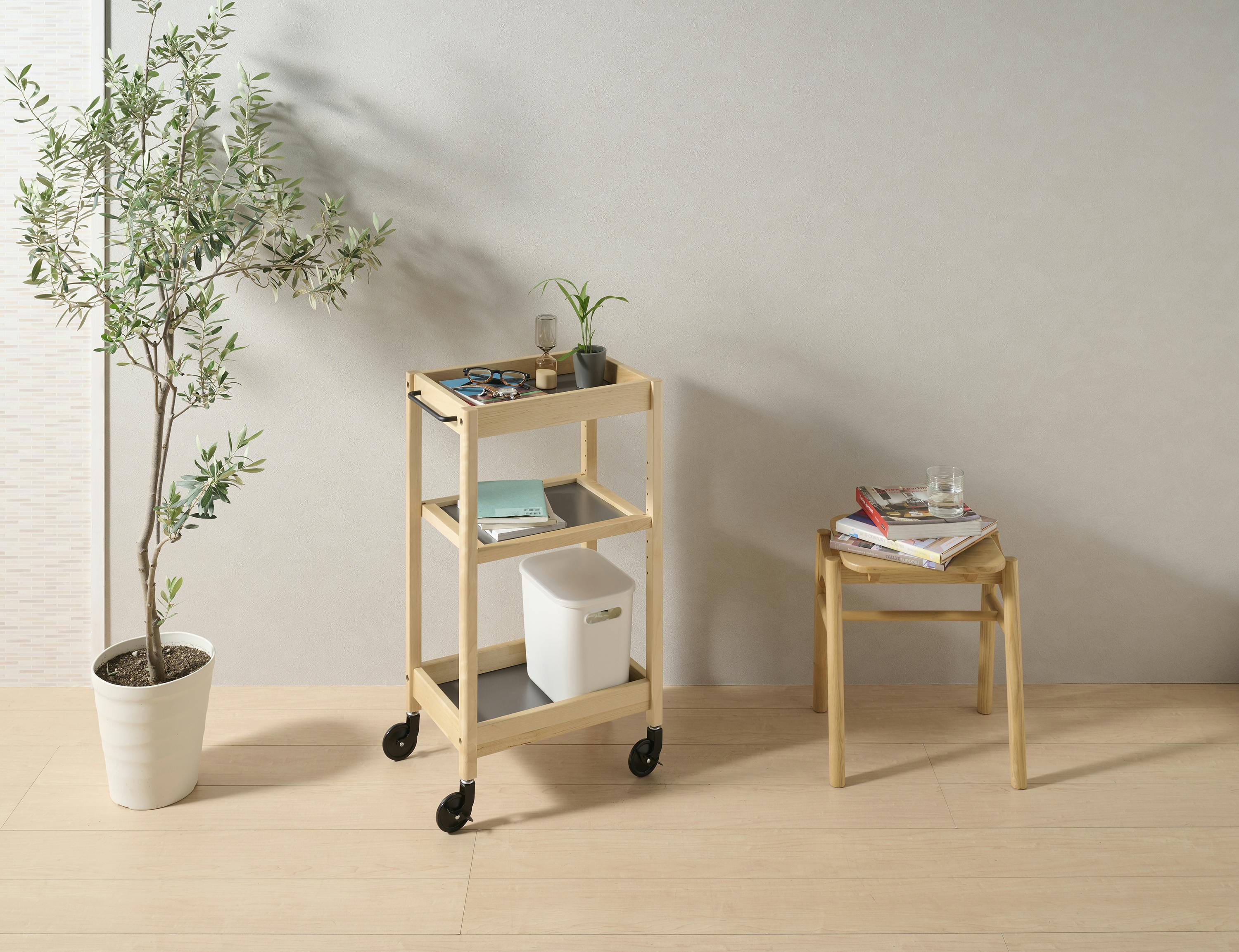 お座敷ワゴン 軒先渡し】ヤマソロ お座敷ワゴン ブラウン 幅590×奥行350×高さ365mm 1