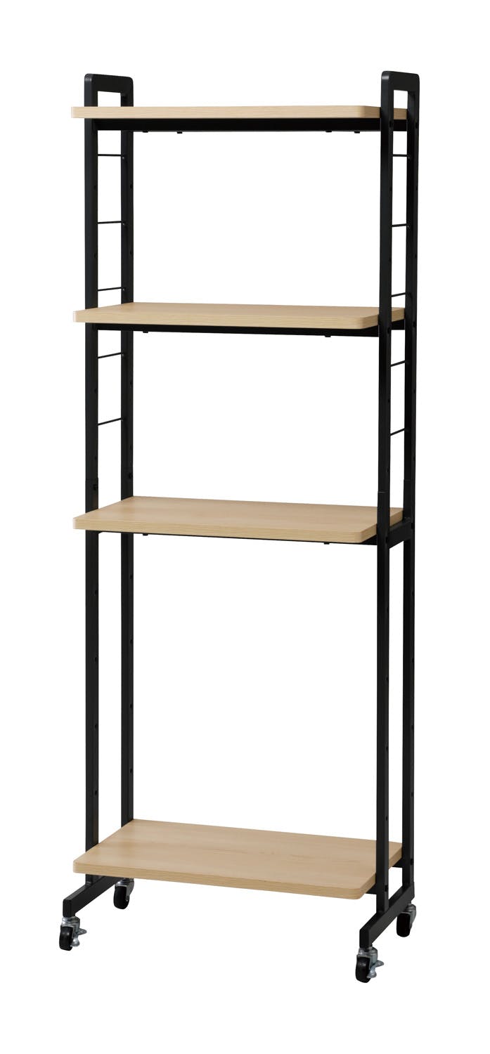 UTILITY VAN-R4(NA) ヴァンナ ラック ナチュラル 53×30×146.5 オープンラック キャスター付き デスクサイドラック VANR4NA【別送品】