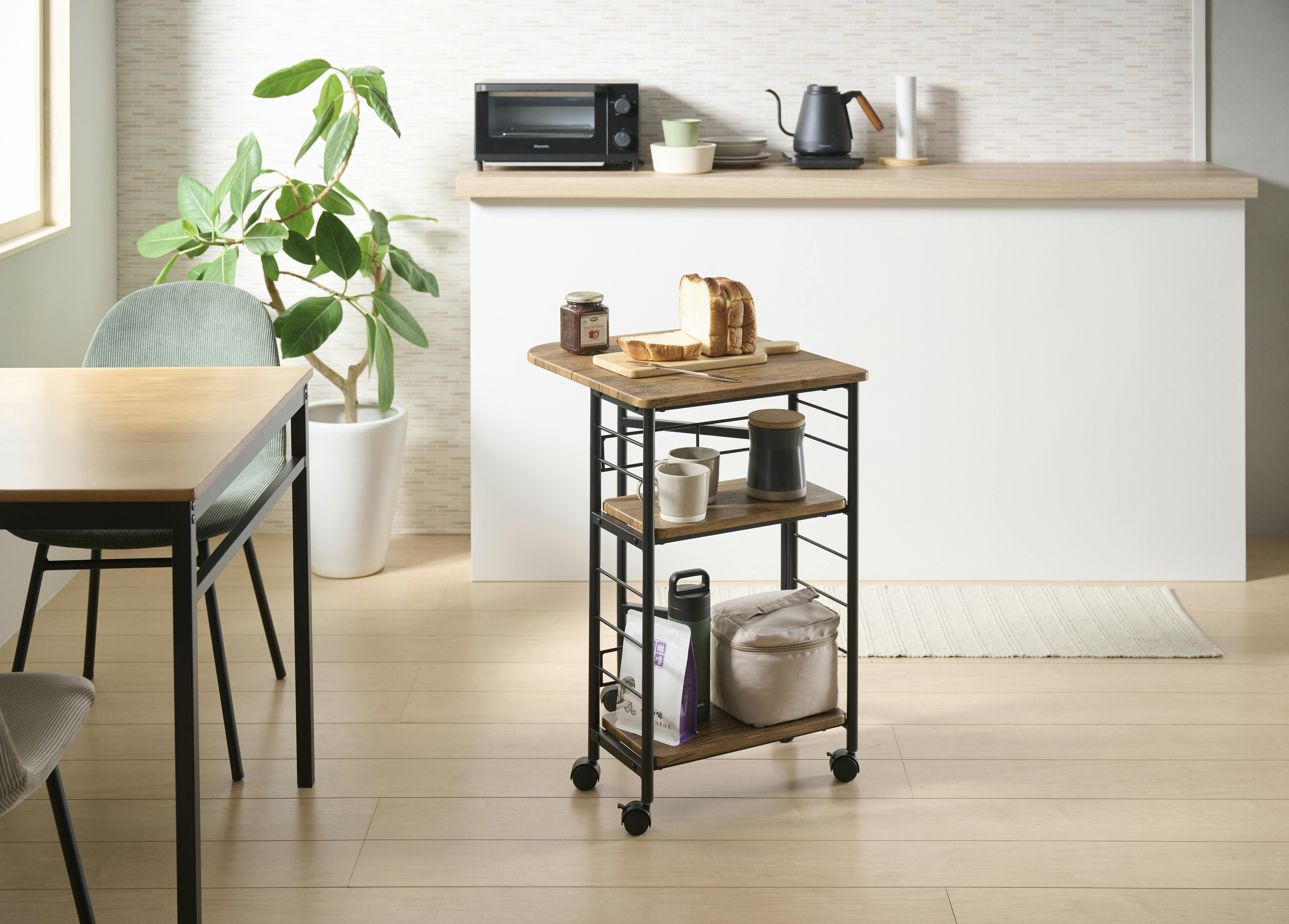 UTILITY VBW-50(BR) バタフライワゴン ブラウン 50×45×70 キッチン収納