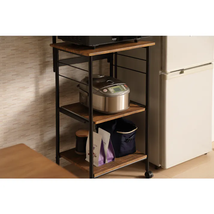 UTILITY VKW-50(BR) レンジワゴン ブラウン 50×42.5×142 キッチン収納 レンジラック 省スペース VKW50BR【別送品】