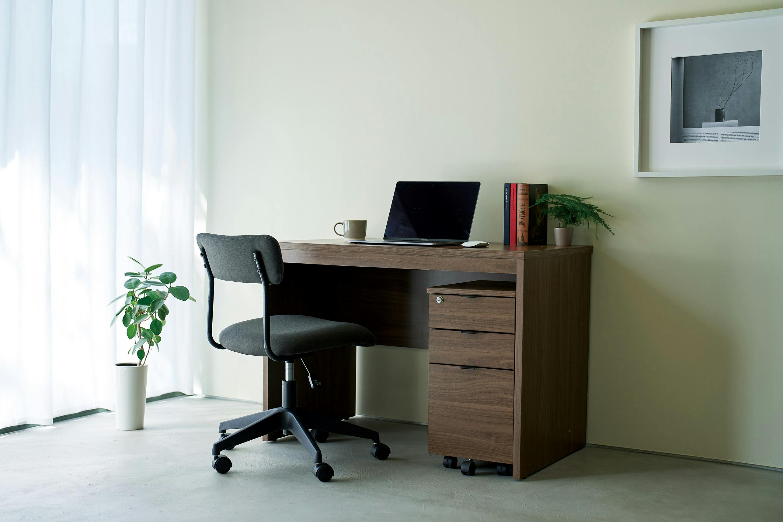 UTILITY WDS-MND1000(BR) ワークデスク ブラウン 100×60×72 机 コードホール付き 木製 WDSMND1000BR【別送品】