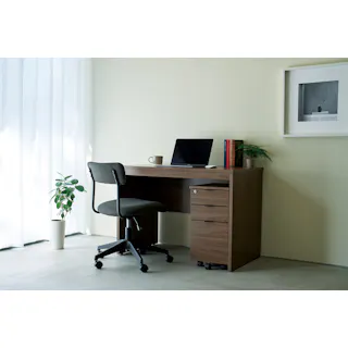 UTILITY WDS-MND1000(BR) ワークデスク ブラウン 100×60×72 机 コードホール付き 木製 WDSMND1000BR【別送品】