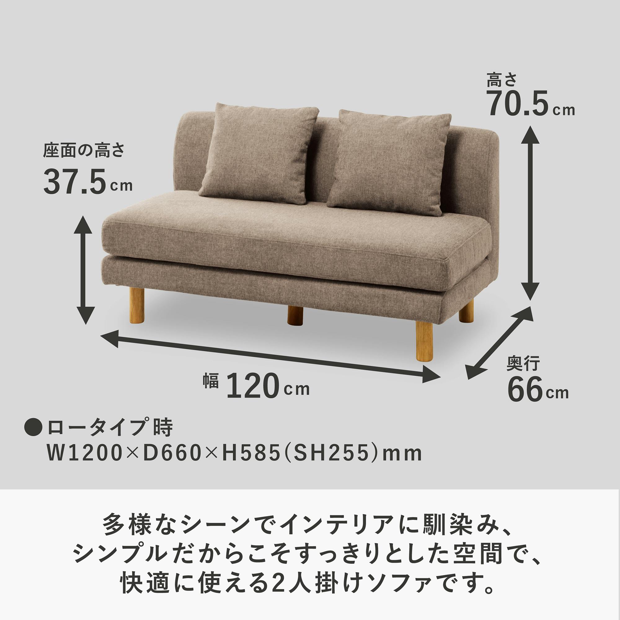 UTILITY アクト 2Pソファ ダークベージュ 2人掛け お手入れ可能 ロー