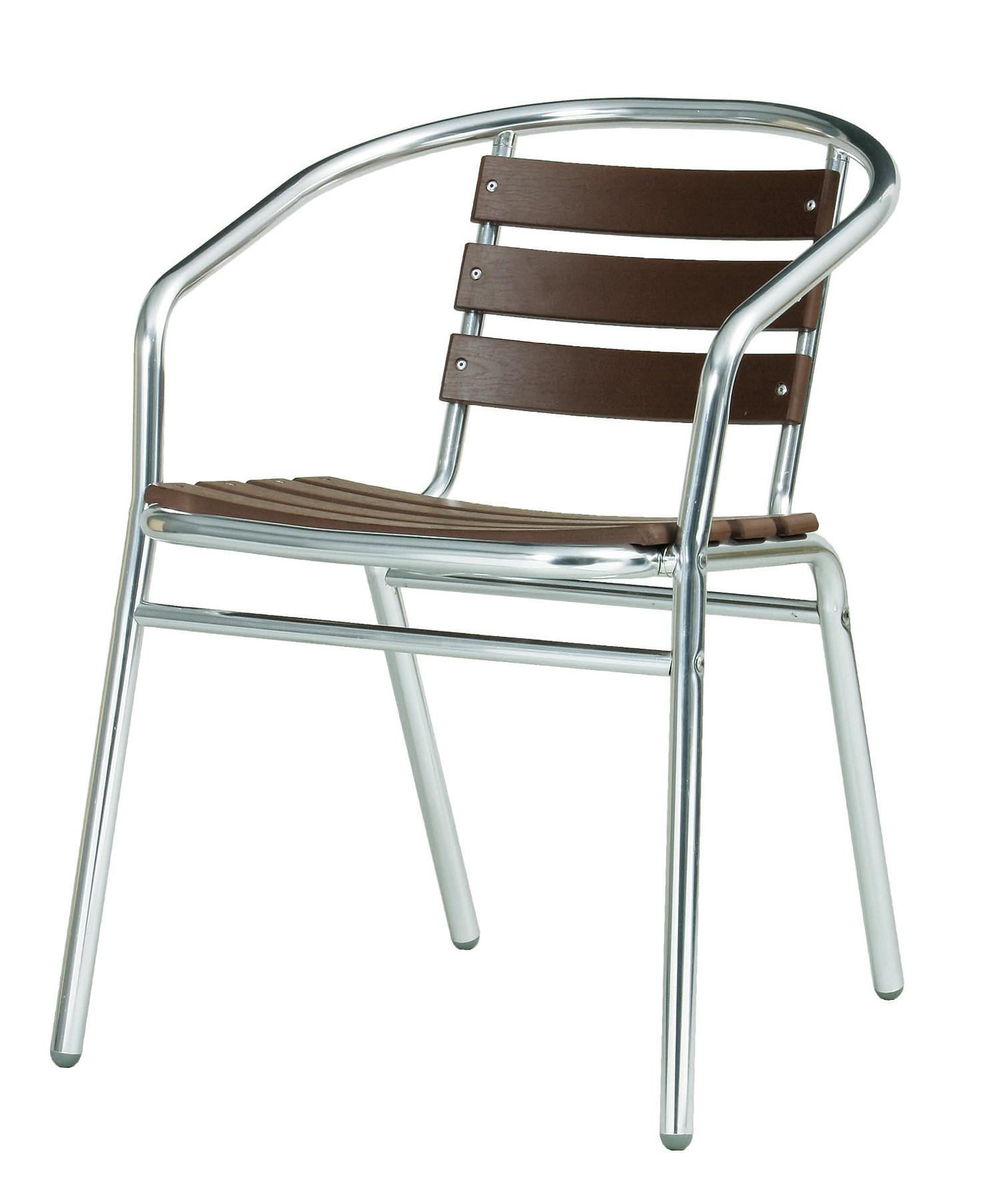 UTILITY アルミアームチェア ブラウン 屋外対応可能 業務用 テラス席 ALP53AC【別送品】