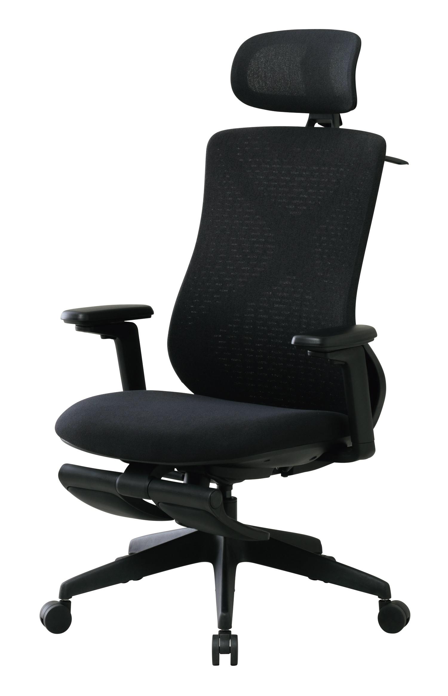 UTILITY オフィスチェア ブラック 肘付き ヘッドレスト付き フットレスト付き CKS4BK【別送品】