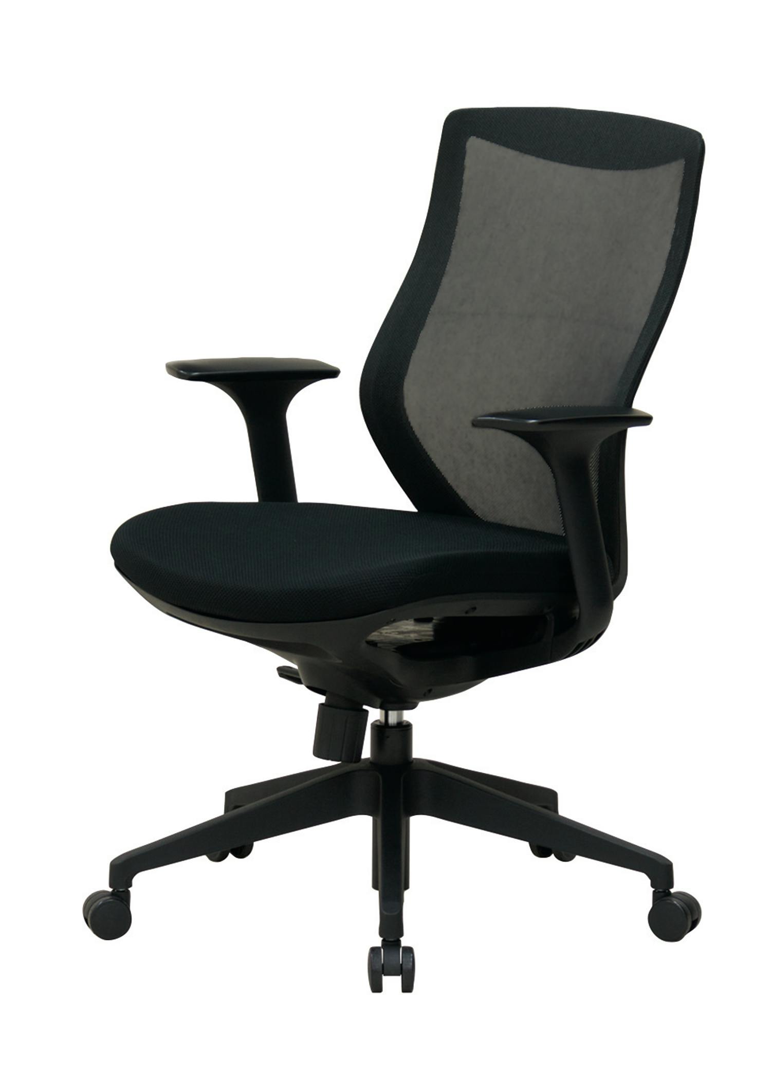 UTILITY オフィスチェア メッシュ張り ブラック 肘付き 執務室 事務椅子 CS01BBK【別送品】