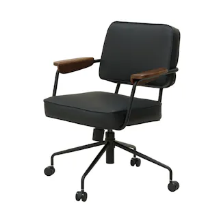 UTILITY チェア ブラック レザー 肘付き デスクチェア CWC1BK【別送品】
