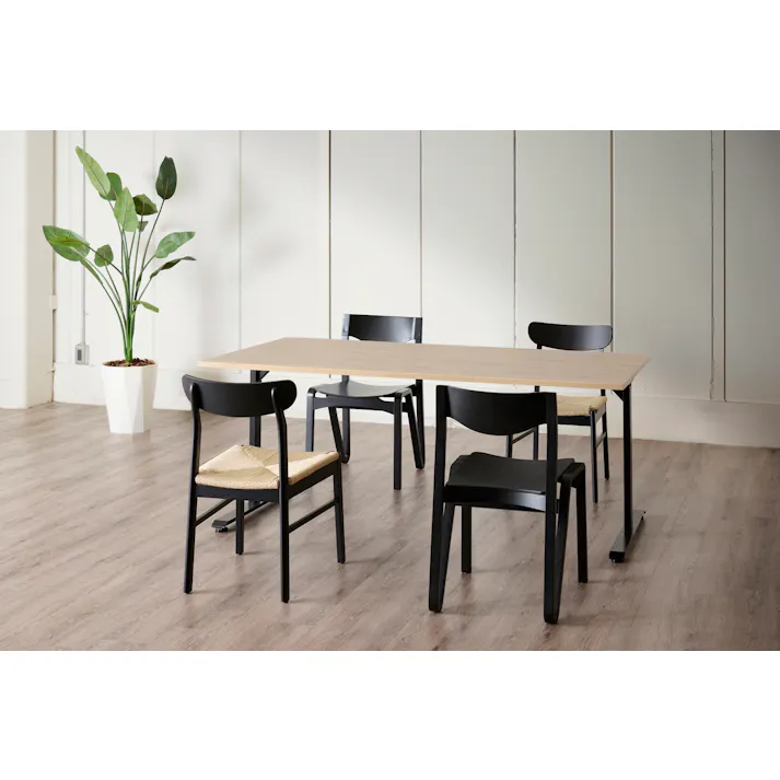 UTILITY 木製チェア(ペーパーコード) ブラック 肘無し オフィスチェア 業務用 KKC03BK【別送品】