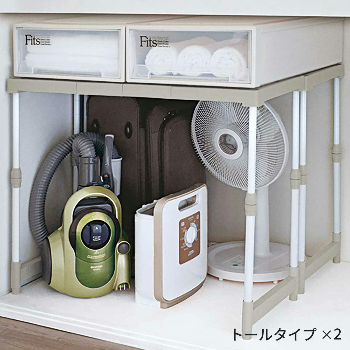 天馬 伸びるん棚 ピタッ!と トールタイプ 2台入 押入れ整理棚