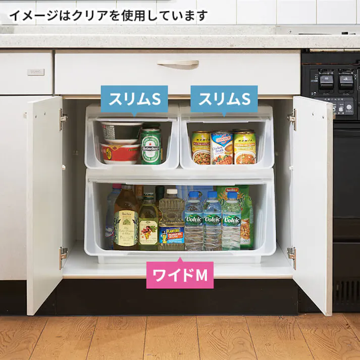 天馬 プロフィックス カバコ スリムM クリア 重ね収納ボックス フラップ式収納 衣類収納ケース 4904746078049【別送品】