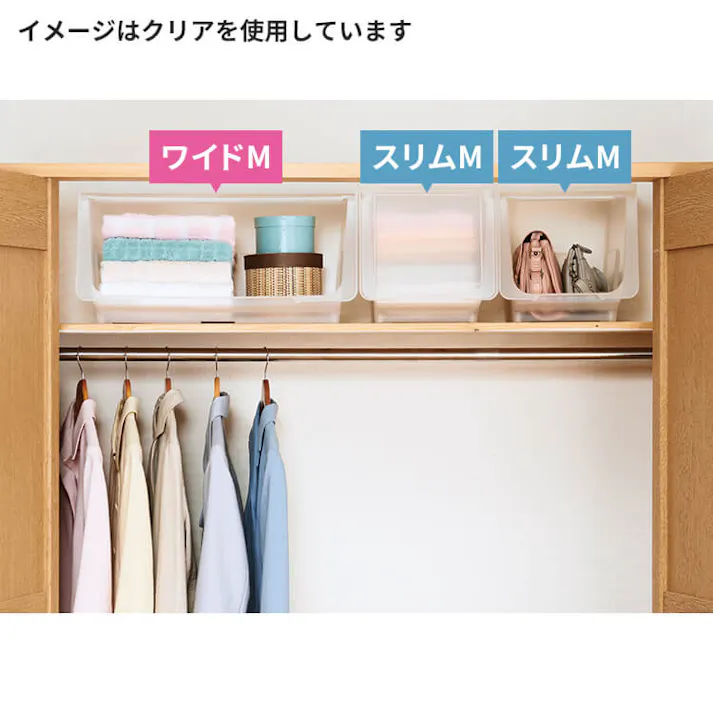 天馬 プロフィックス カバコ ワイドM クリア 重ね収納ボックス フラップ式収納 衣類収納ケース 4904746078094【別送品】