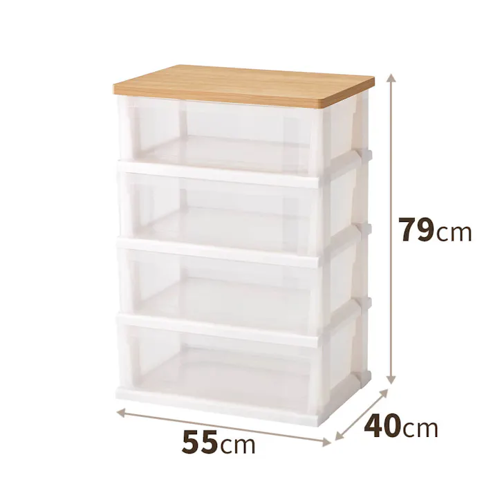 天馬 木製天板組立式 木製天板ストッカー 550 4段 組立式 衣類収納 チェスト リビング収納 4904746128034【別送品】