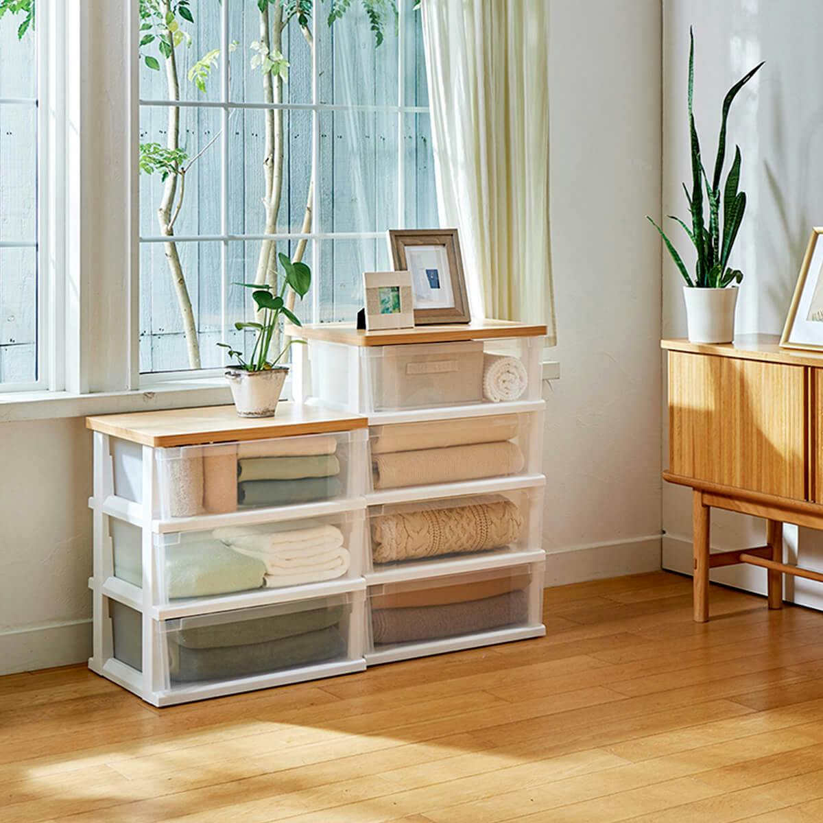 天馬 木製天板組立式 木製天板ストッカー 550 4段 組立式 衣類収納