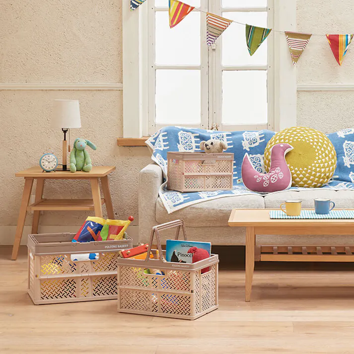 天馬 プロフィックス 折りたたみバスケットハンドル付き S スモーキーホワイト 折りたたみコンテナ 重ね収納ボックス 買い物かご 4904746128348【別送品】