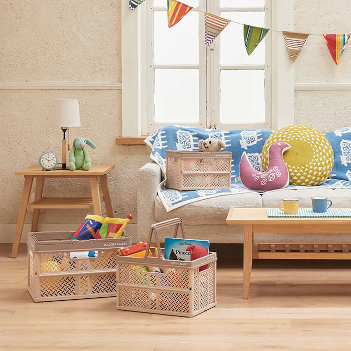 天馬 プロフィックス 折りたたみバスケットハンドル付き M スモーキーホワイト 折りたたみコンテナ 重ね収納ボックス 買い物かご 4904746128379【別送品】