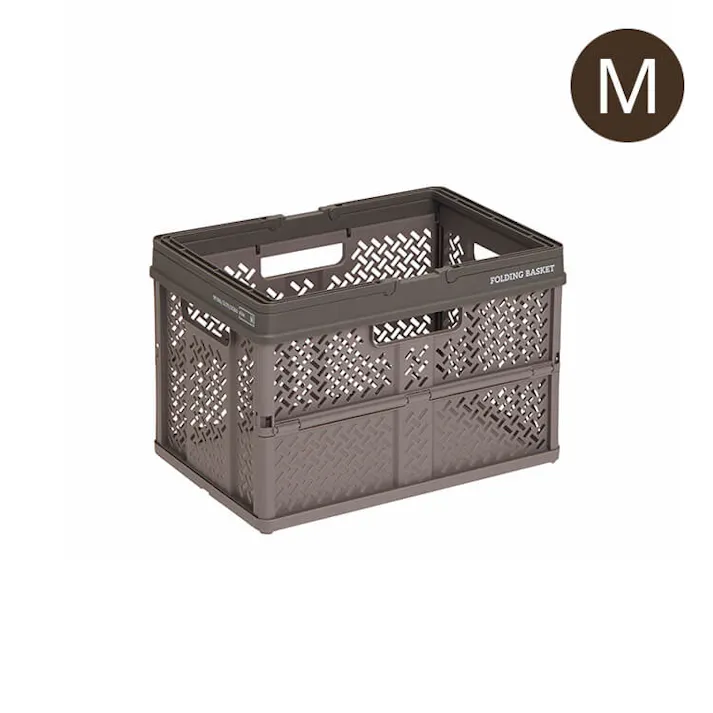 天馬 プロフィックス 折りたたみバスケットハンドル付き M グレー 折りたたみコンテナ 重ね収納ボックス 買い物かご 4904746128393【別送品】