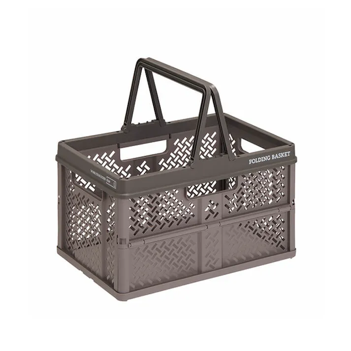 天馬 プロフィックス 折りたたみバスケットハンドル付き M グレー 折りたたみコンテナ 重ね収納ボックス 買い物かご 4904746128393【別送品】