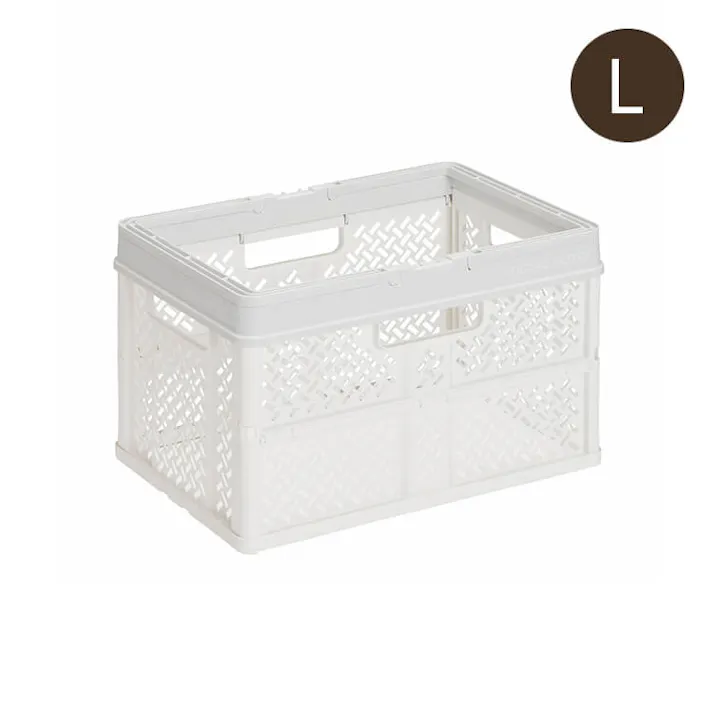 天馬 プロフィックス 折りたたみバスケットハンドル付き L スモーキーホワイト 折りたたみコンテナ 重ね収納ボックス 買い物かご 4904746128409【別送品】