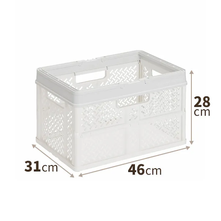 天馬 プロフィックス 折りたたみバスケットハンドル付き L スモーキーホワイト 折りたたみコンテナ 重ね収納ボックス 買い物かご 4904746128409【別送品】