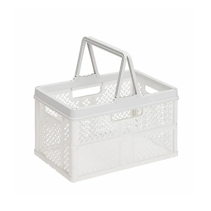 天馬 プロフィックス 折りたたみバスケットハンドル付き L スモーキーホワイト 折りたたみコンテナ 重ね収納ボックス 買い物かご 4904746128409【別送品】