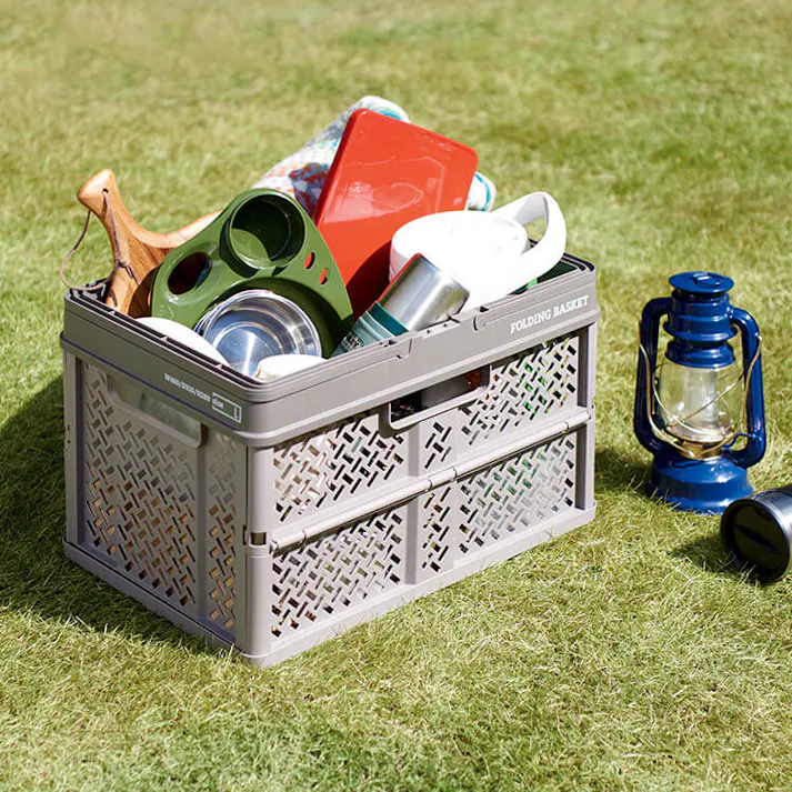 天馬 プロフィックス 折りたたみバスケットハンドル付き L スモーキーホワイト 折りたたみコンテナ 重ね収納ボックス 買い物かご 4904746128409【別送品】