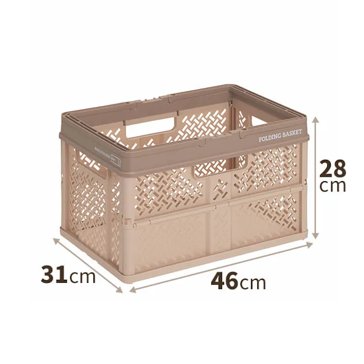 天馬 プロフィックス 折りたたみバスケットハンドル付き L ベージュ 折りたたみコンテナ 重ね収納ボックス 買い物かご 4904746128416【別送品】