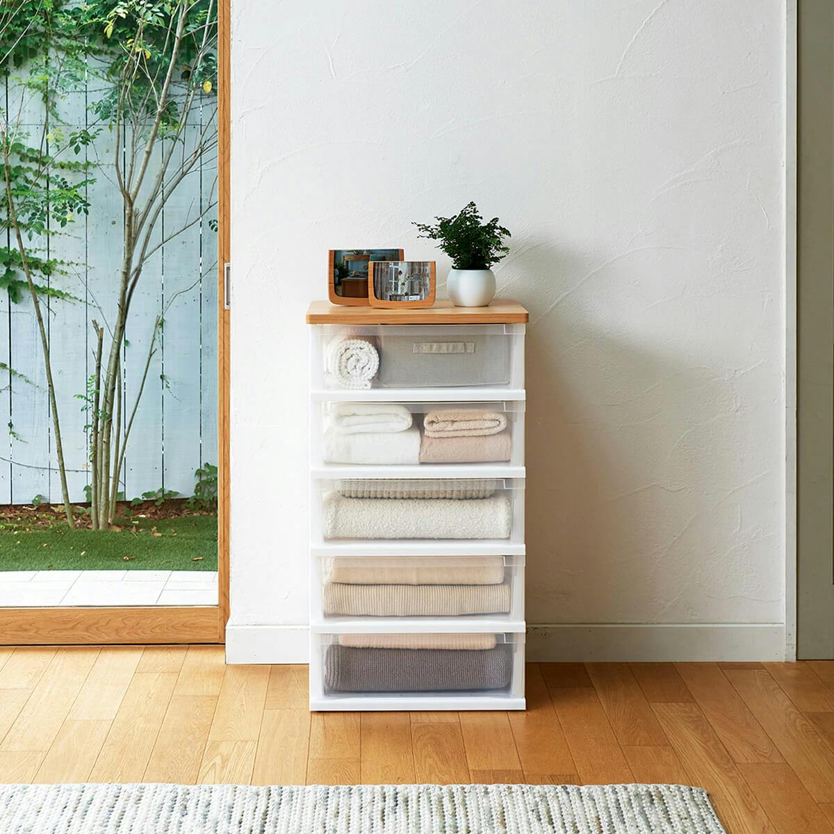 天馬 木製天板組立式 木製天板ストッカー 550 5段 組立式 衣類収納