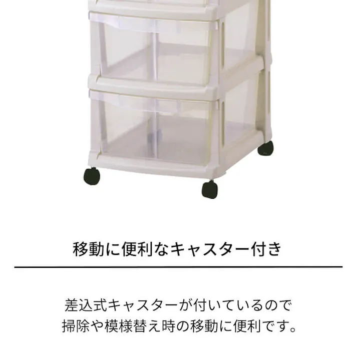 天馬 ユニフィット 組立式5段 透明 キャスター付き チェスト 4904746154880【別送品】