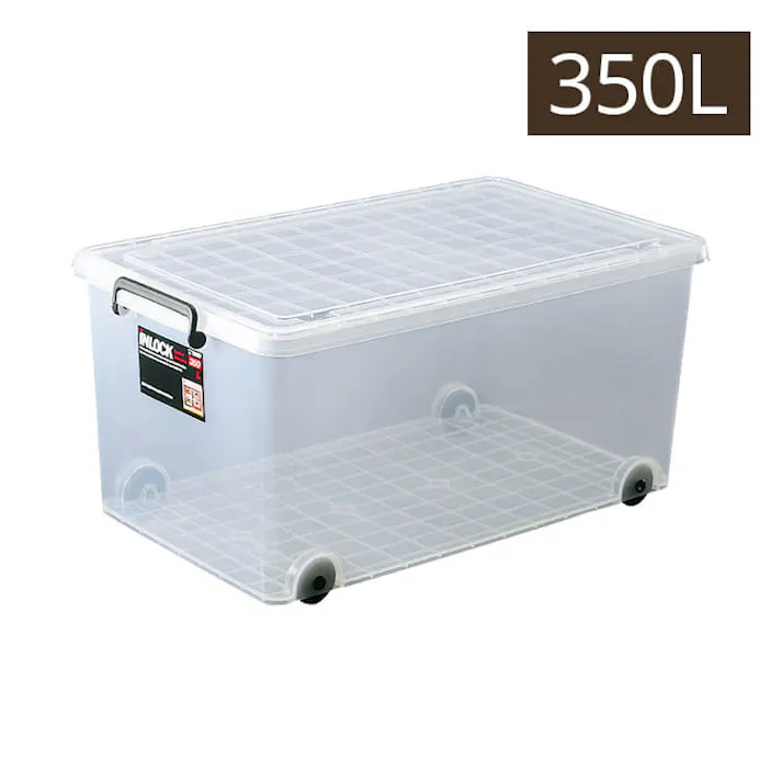 天馬 インロック 350L 透明 キャスター付き フタ付きコンテナ 4904746278982【別送品】