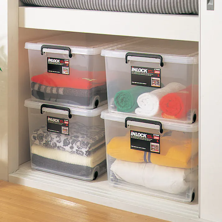 天馬 インロック 350L 透明 キャスター付き フタ付きコンテナ 4904746278982【別送品】