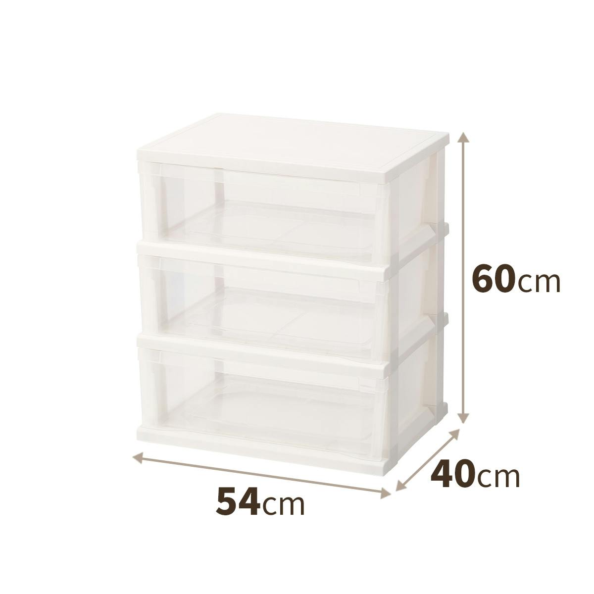 収納籠付きチェスト ホワイト リボン 天馬 ストッカーワイド 組立式 3段 ホワイト (110014712) 押入れ