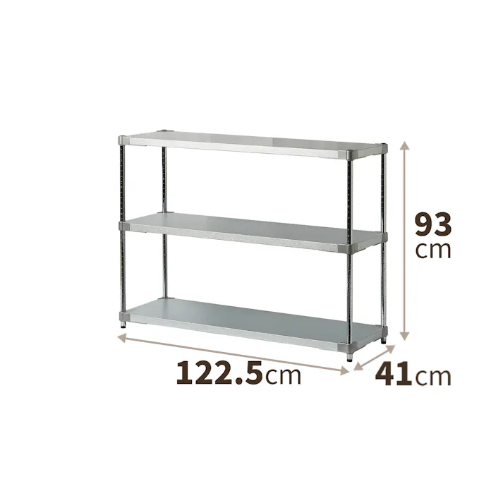 天馬 オープンラック3段 GR40-12090 シルバー Size(122.5×41×93) 耐荷重 収納ラック 業務用収納ケース 4904746150943【別送品】
